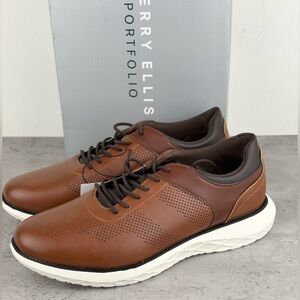 Perry Ellis Portfolio Men's Casual Dress Shoes Low Top Round Toe Brown Size 10